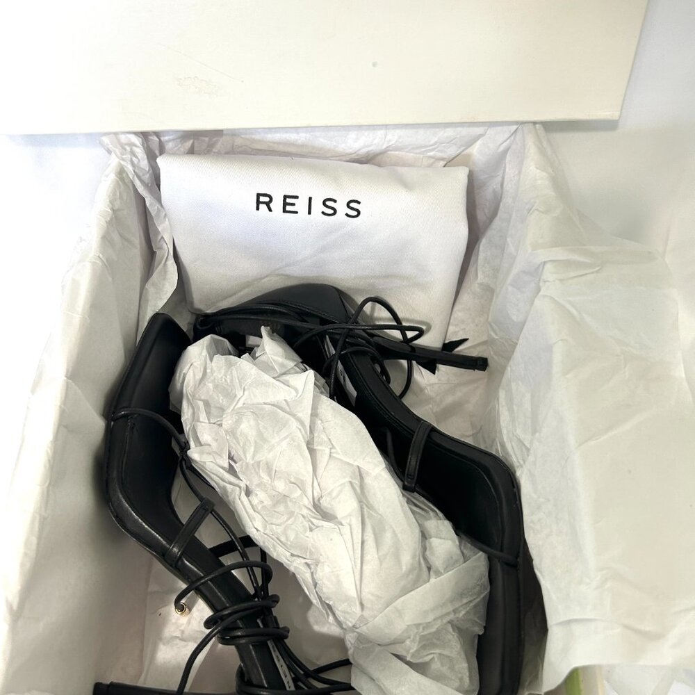 New REISS Kali Black Strappy Wrap Sandals Heels Eu 40 US 10 but Fits 9.5 - Picture 2 of 11